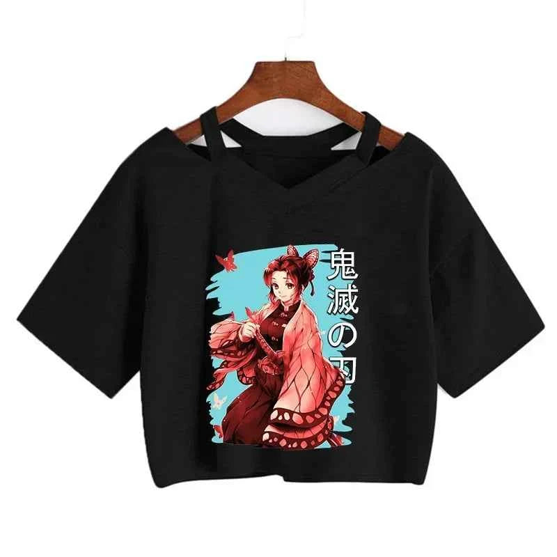 Demon Slayer T Shirt Nezuko Tshirt Women Kimetsu No Yaiba Crop Top Tees Japanese Anime Tanjirou Kamado Tops Manga T-shirt Female