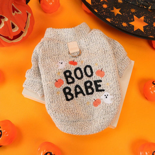 Cute Dog Clothes – Pumpkin Ghost Halloween Sweater