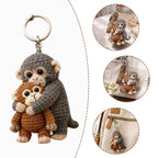 Funny Crochet Monkey Keychain Cute Backpack Bag Charm