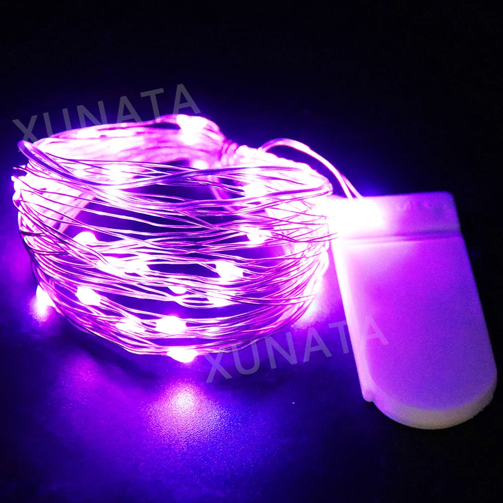 3V Led Silver Wire Fairy Lights Battery Power LED String Light with Switch for Garden Patio Fence Wedding Party Christmas Decor