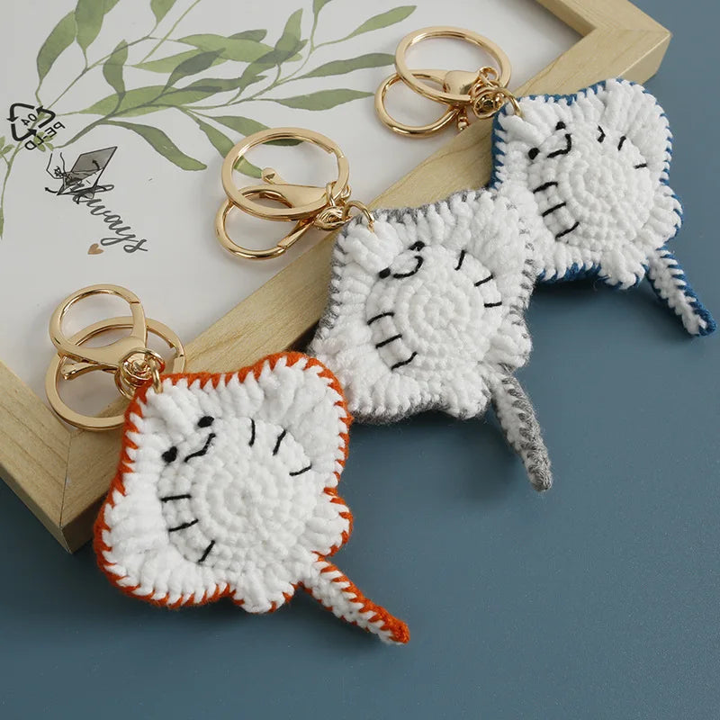 Funny Shrimp Crochet Keychain Cute Ocean Bag Charm