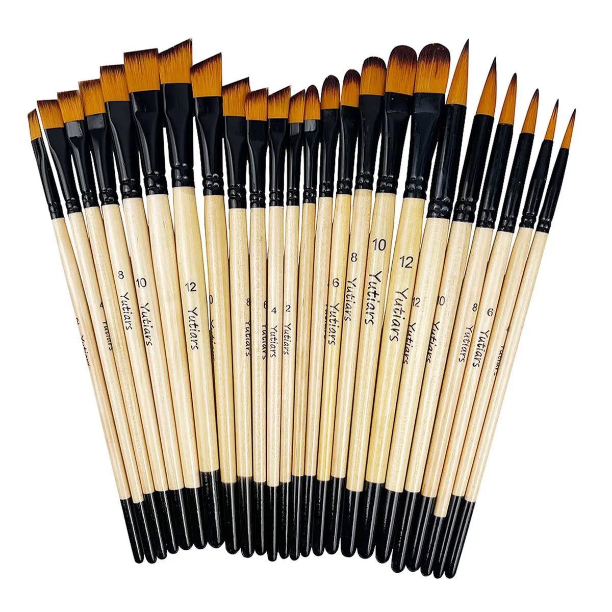 Yutiars Professional Artist Paint Brush Set - 6/24 PCS, Nylon Bristles for Watercolor, Acrylic, Oil Painting, Crafts & Face Body