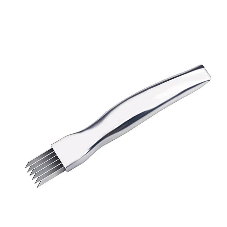 Stainless Steel Green Onion Shredder Knife with Curved Handle Design