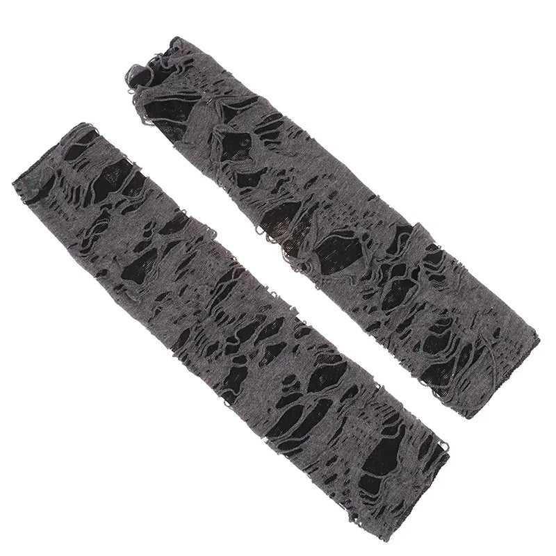Casaul Broken Slit Gloves Sexy Gothic Fingerless Gloves Halloween Gloves Black Ripped Holes Decor Cosplay Gloves For Adults