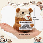 Positive Energy Duck Doll Hug Pocket Mini Handmade Plush Wool Knitting Dolls Funny Emotional Support Crochet Gift for Birthday