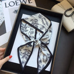 Cashew flower silk scarf double-sided printed for Women, Lightweight Versatile Bandana Style, Daily Office Party Vacation Boho