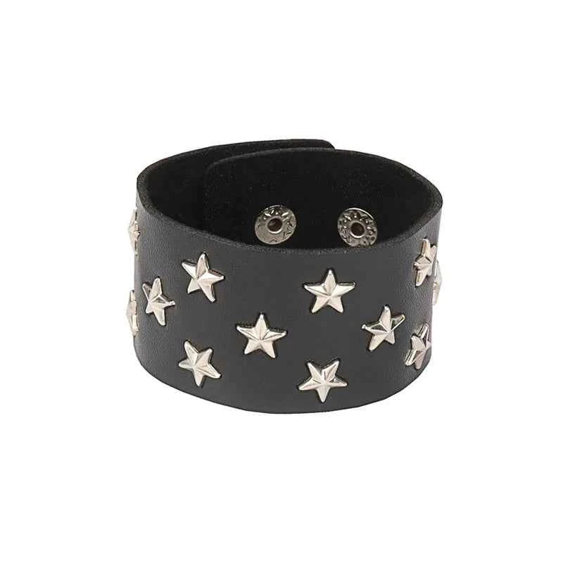 Punk Bracelets PU Leather Studded Bracelet Adjustable Goth Cuff Bracelet Gothic Rivet Buckle Wristband for Men Women Emo Jewelry