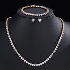 ZAKOL Gorgeous Buling AAA Clear Round Cubic Zirconia Wedding Bridal Necklace Earrings Party Jewelry Set for Women