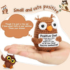 Funny Crochet Positive Inspirational Emotional Support Owl Doll Home Room Decoration Handmade Knitted Owl Desktop Ornament Gift