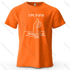 I'm Fine Funny Printed Men's T-Shirt 100% Cotton Oversized Minimalist Cartoon Graphic Tees for Women Tops Tees Streetwear