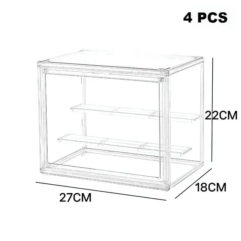 1/2/3/4PCS Acrylic Clear Display Storage Box for Fingures Foldable Display Case for Figurines Dolls Action Figure Organizer box