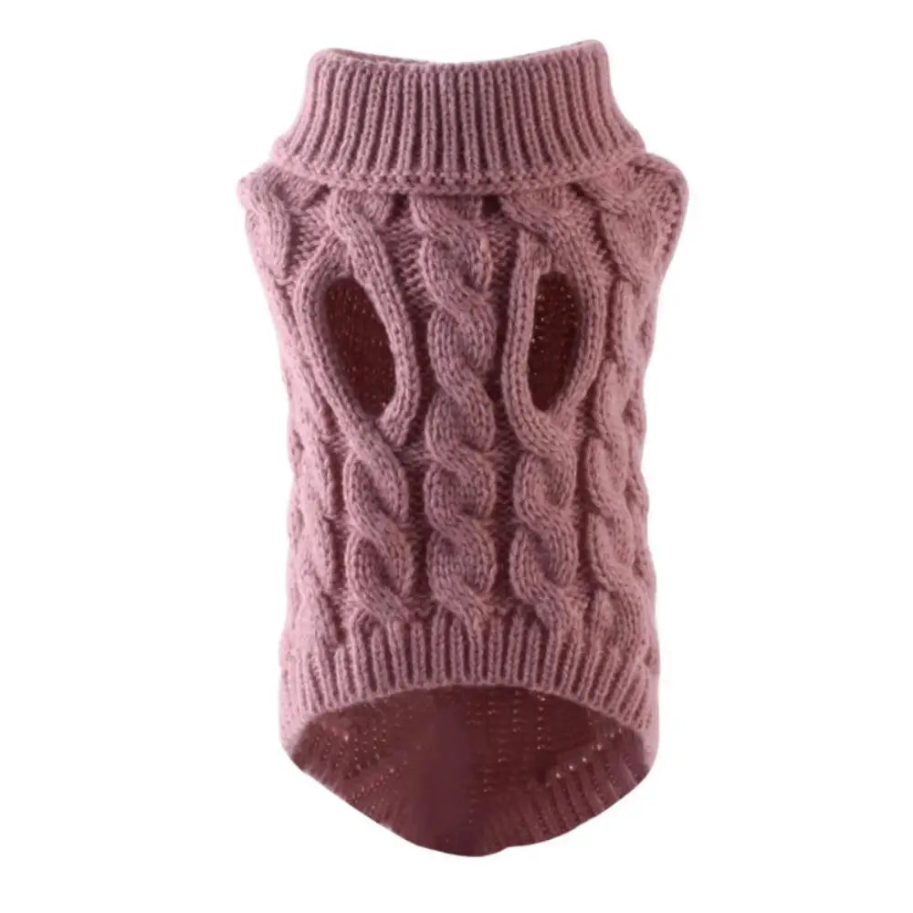 Autumn & Winter Knitted Dog Sweater – Warm, Soft, and Stylish Solid Twist Design for Small Pets