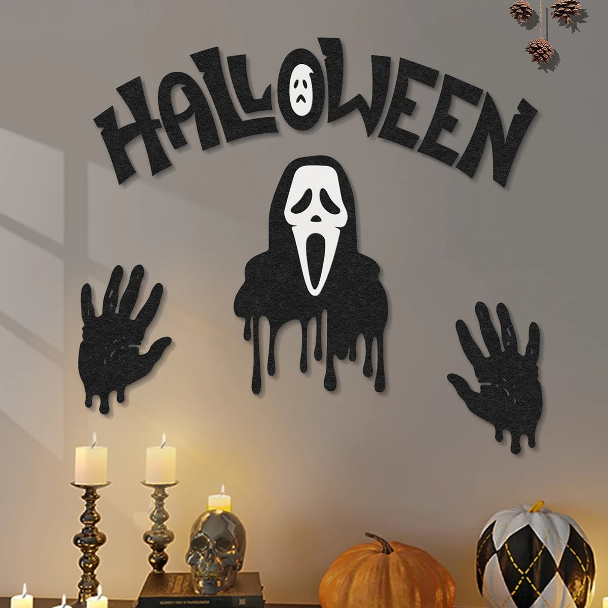Halloween Non-Woven Wall Stickers – Spooky Party Background Decor
