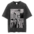 Japanese Anime Nana Osaki Print Vintage Washed Tshirt Harajuku Streetwear Graphic T-Shirt Summer Short Sleeve Cotton Tshirt
