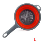 LMETJMA Silicone Collapsible Colander with Handle Kitchen Folding Strainer Colander for Draining Pasta Vegetable Fruit JT111