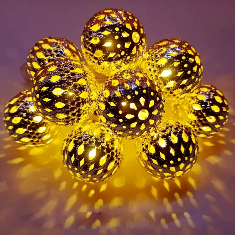 Outdoor Solar Moroccan 50/30/20LED Ball Lights 8 Modes Solar Light String for Camping Christmas Halloween Party Wedding Decor