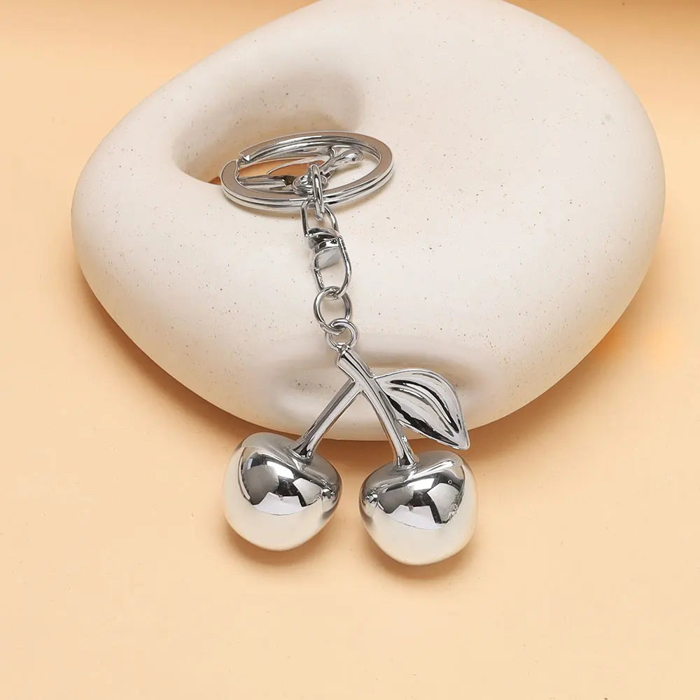 Fashion Delicious Red Cherry Keychain Summer Fruits Cherries Pendant Keyring For Women Men Jewelry Bag Accessories Gift