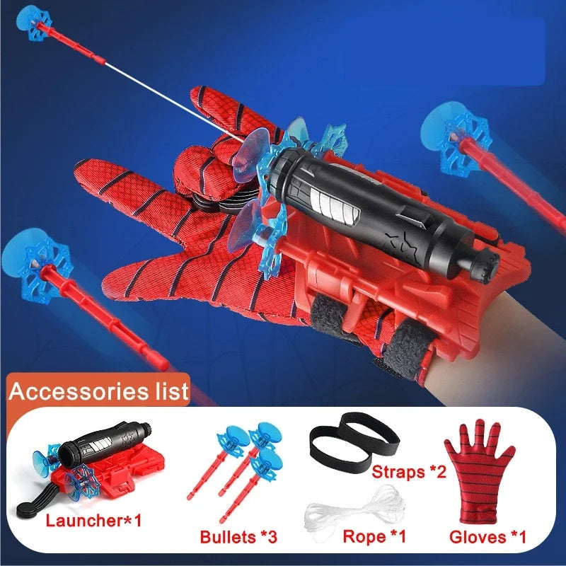 Spider Web Shooters with Gloves Superhero Wrist Launcher Toy Funny Children Party Cosplay Gifts for Kids cos masquerade