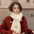 Men Women Thick Warm Knitted Scarf in Winter Autumn Wool Soft Solid Cashmere Neckerchief Simple Fashion Black Students Scarves