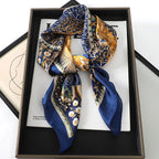 60Colors Luxury Scarf Women 70*70Cm Silk Feel Square Hair Wrapping Foulard Satin Shawl Big Size Head Bandana Hijab Handkerchief