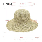 Beach Hat Female Sunscreen Cap Simple Women Panama Straw Hat Summer Sun Hat for Women Lady Folding Travel Caps 10cm Brim Floppy