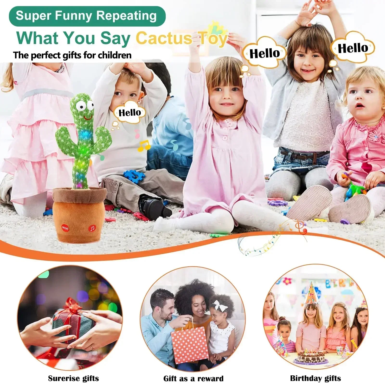 A Cactus Toy That Can Speak, Sing and Dance, Interactive Learning and Music for Children, Supporting Charging and Battery Models