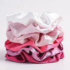 6-Piece Large Satin Scrunchies for Women – Pure Color Silk Hair Ties Set | Soft, Gentle & Stylish Ponytail Holders for Daily Wear