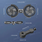 SEAMETAL Car Cooling Fan Headrest Double Head Fans Multi Angle Rotation 3 Speed Adjustable Cooler Air Fan for Car Accessories