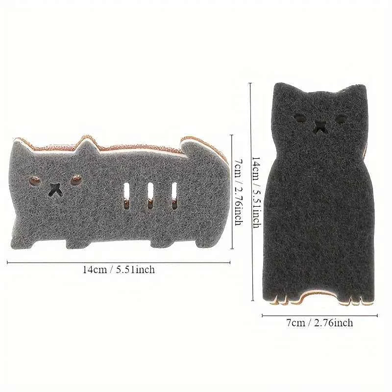 4-piece Cute Cat Kitchen Sponge Set - Thick and Durable Dishwashing and Cleaning Tools