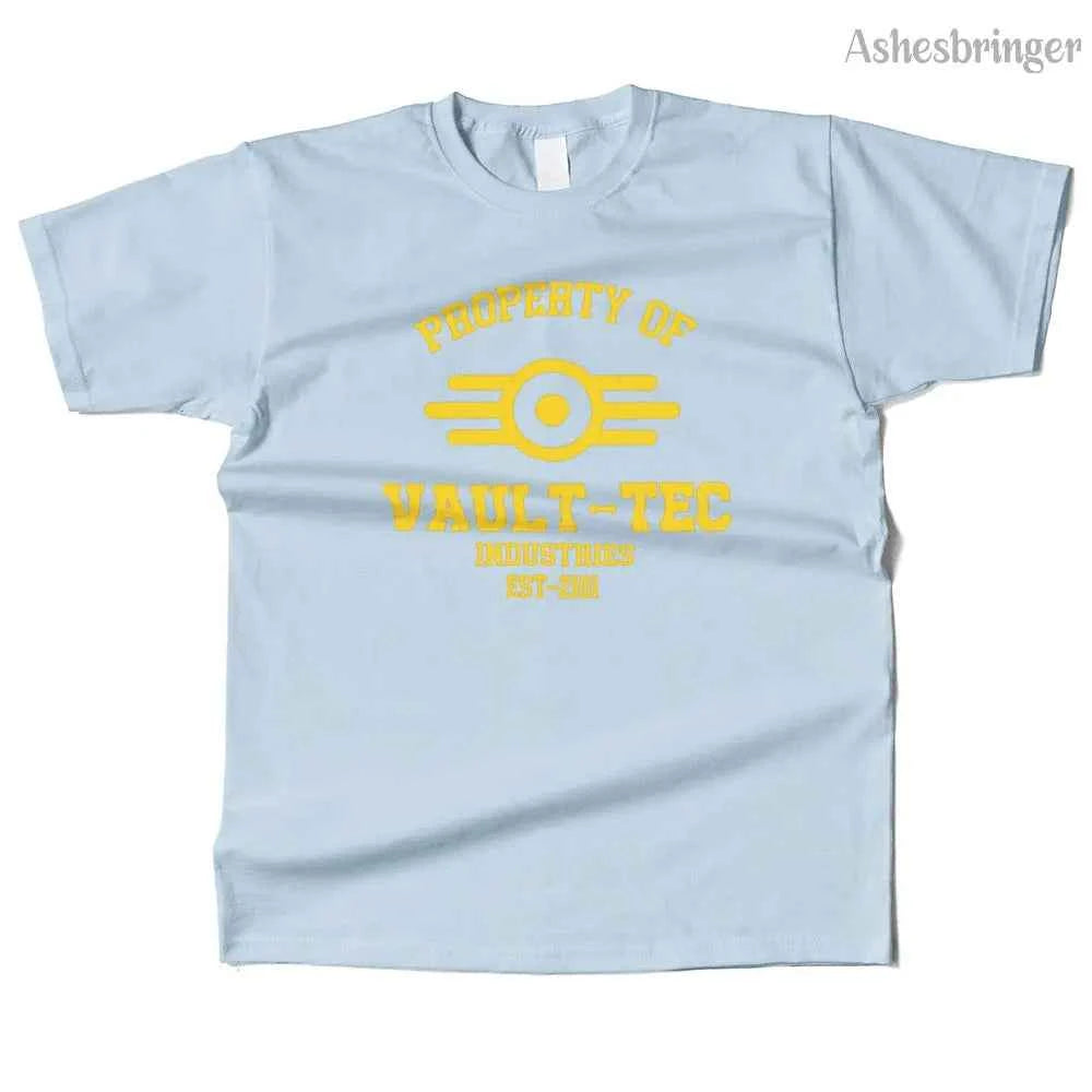 Mens Cotton Property of Vault Tec Graphic T Shirt Street Casual Style Tee for Men and Women