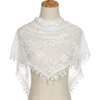 Fashion Church Shawl Lace Veil Polyester Scarf Bandana Church Prayer Wedding Mantilla Chapel White Embroidered Hijab Women Scarf