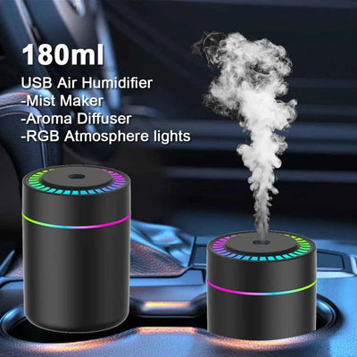 180ML Mini Air Humidifier USB Electric Aroma Diffuser Essential Oil Purifier Aromatherapy Mist Maker Lights For Car Home Bedroom