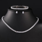 ZAKOL Gorgeous Buling AAA Clear Round Cubic Zirconia Wedding Bridal Necklace Earrings Party Jewelry Set for Women
