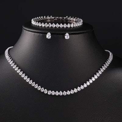 ZAKOL Gorgeous Buling AAA Clear Round Cubic Zirconia Wedding Bridal Necklace Earrings Party Jewelry Set for Women