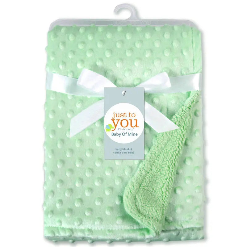 Newborn Baby Blanket Warm Fleece Thermal Soft Stroller Sleep Cover White Pink Beanie Infant Bedding Swaddle Wrap Kids Bath Towel