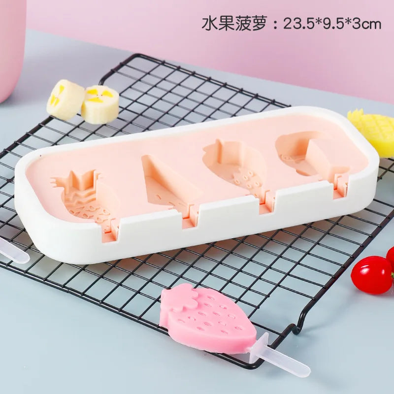 Popsicles Molds Kids Baby Cute Shapes Silicone Mini Popsicle Molds BPA Free Reusable Ice Cream Mold Popsicle Maker Homemade Set