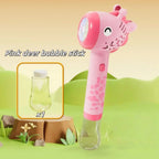Cartoon Dinosaur Giraffe Bubble Blowing Machine for Children, Fully Automatic Handheld Bubble Stick, Luminous Bubble Toy
