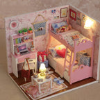 Kitten Mini Doll House 3D Puzzle Assembly Model Building Kit Creative Room Bedroom Decoration With Furniture Wooden Crafts Gifts