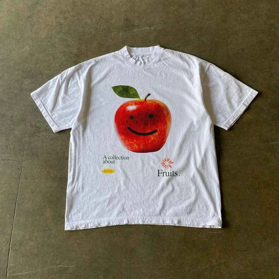 2024 Retro Kawaii Oversized Summer Trend Funny T shirts Printed Versatile Couple Cotton Y2k Casual Loose Tops New Simple Tee