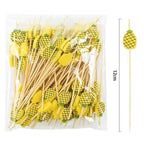 100Pcs Disposable Bamboo Skewer Hawaiian Flamingo Pearl Cocktail Picks Buffet Food Fruit Forks For Wedding Birthday Party Decor