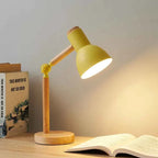 Creative Nordic Table Lamp Wooden Art LED Turn Head Simple Bedside Desk Light/Eye Protection Reading&Bedroom Study Lamp