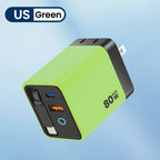 80W Super Fast Charge Type C USB Phone Charger With Telescopic USB C Cable For Iphone 16 15 Samsung Laptop With Light