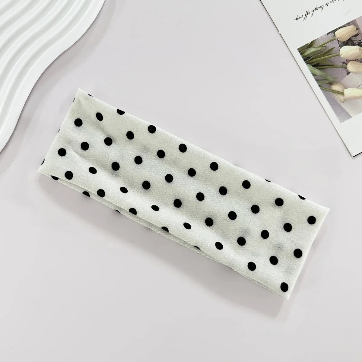 1pc Polka Dot Yoga Elastic Headband – Fashionable Dot-pattern Makeup Headband, Sports & Fitness Sweat-absorbent Hairband