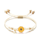 Simple Sunflower Bracelets for Women Handmade Braided Fashion Colorful Daisy Adjustable Bangle Friendship Good Luck Jewelry Gift