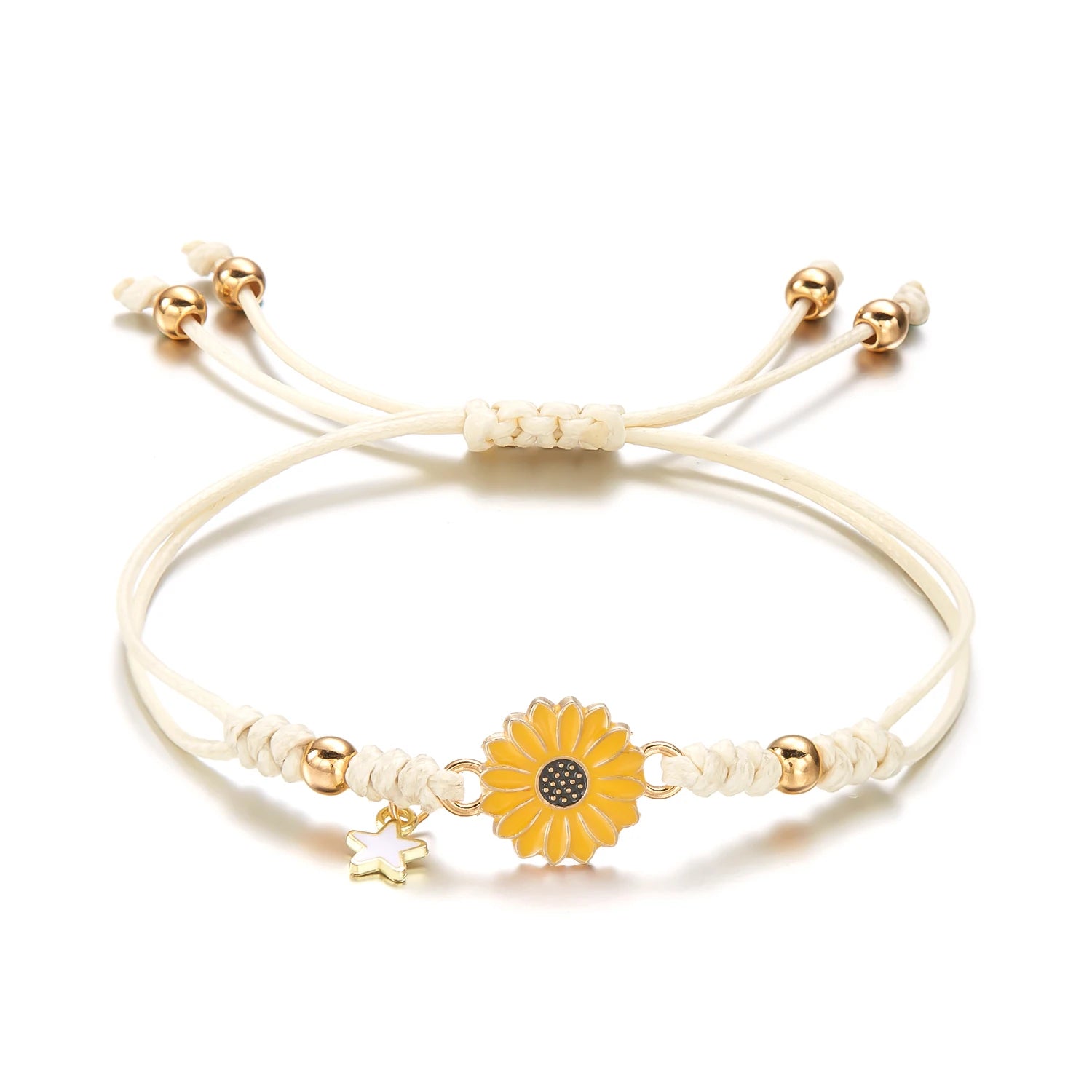 Simple Sunflower Bracelets for Women Handmade Braided Fashion Colorful Daisy Adjustable Bangle Friendship Good Luck Jewelry Gift