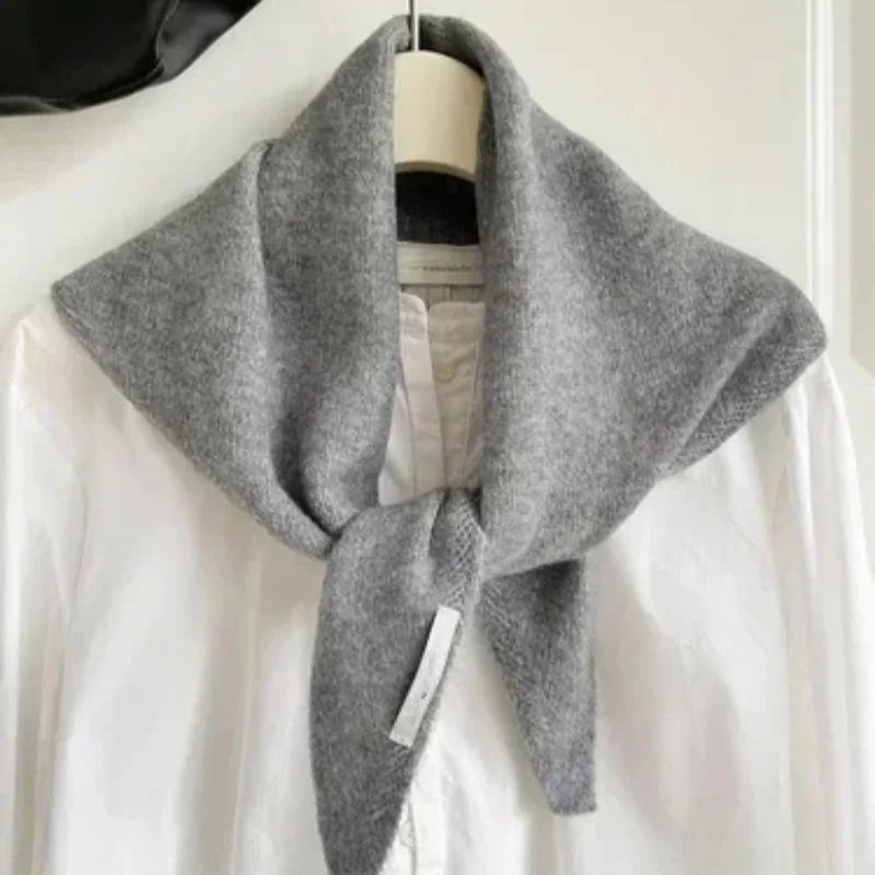 British Korean Style Niche Wool Knitted Triangular Scarf Women Headscarf Knitted Scarf Multi-functional Warm Knitted Scarf