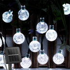 Updated Solar String Lights Outdoor Waterproof 60LED 8 Modes Crystal Globe Christmas Lights for Garden Lawn Porch Decor Camping