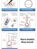 2mm Adjustable Steel Cable Suspension Kit, Heavy-Duty Hook for Steel Wire Rope Capable of Bearing 30kg, Extendable Clothesline
