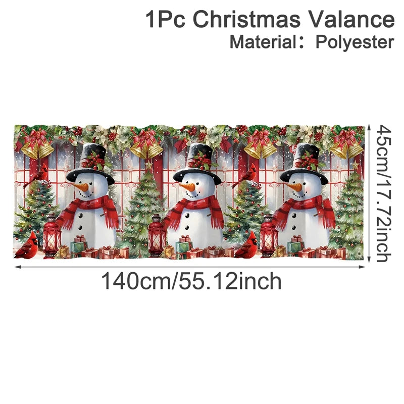 Christmas Short Curtains Valances Merry Christmas Decorations For Home 2026 Xmas Navidad Kitchen Bedroom Ornaments New Year 2027