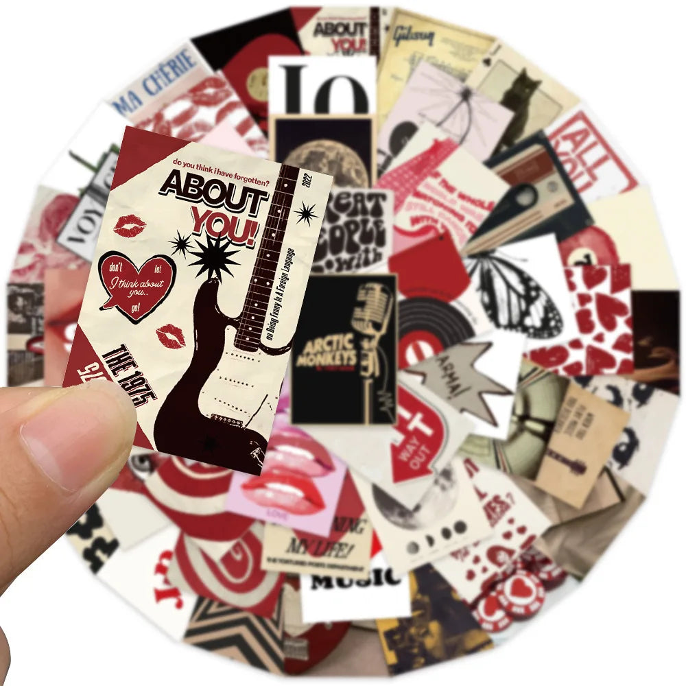50Pcs Retro Y2K Girls Stickers Downtown Y2K DIY Stickers Scrapbooking Phone Luggage Skateboard Waterproof Decals